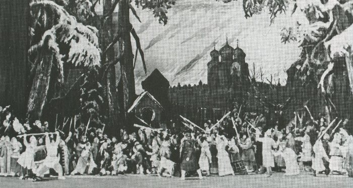 Сцена под Кромами — финал оперы «Борис Годунов», Большой театр, 1949 год