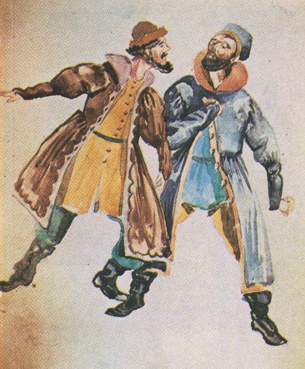 Эскиз художника М. И. Курилко к опере «Хованщина» в постановке Большого театра, 1928 год. Костюмы мужиков