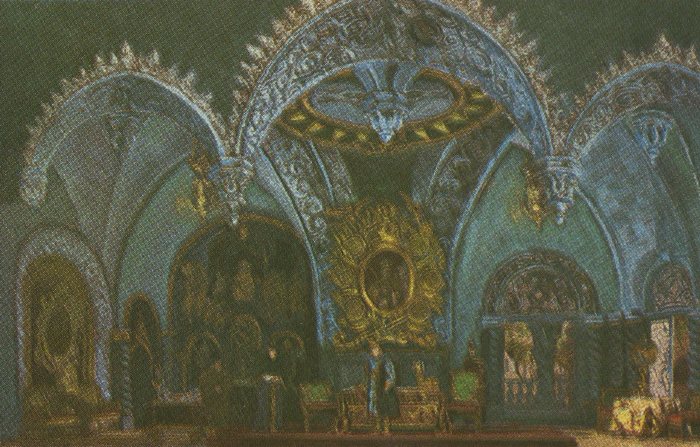 Эскиз Ф. Ф. Федоровского ко второму действию «Хованщины». Большой театр, 1950 год