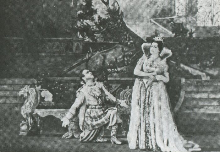 Сцена из «Бориса Годунова». Марина — Максакова, Самозванец — Нэлепп, Большой театр, 1948 год